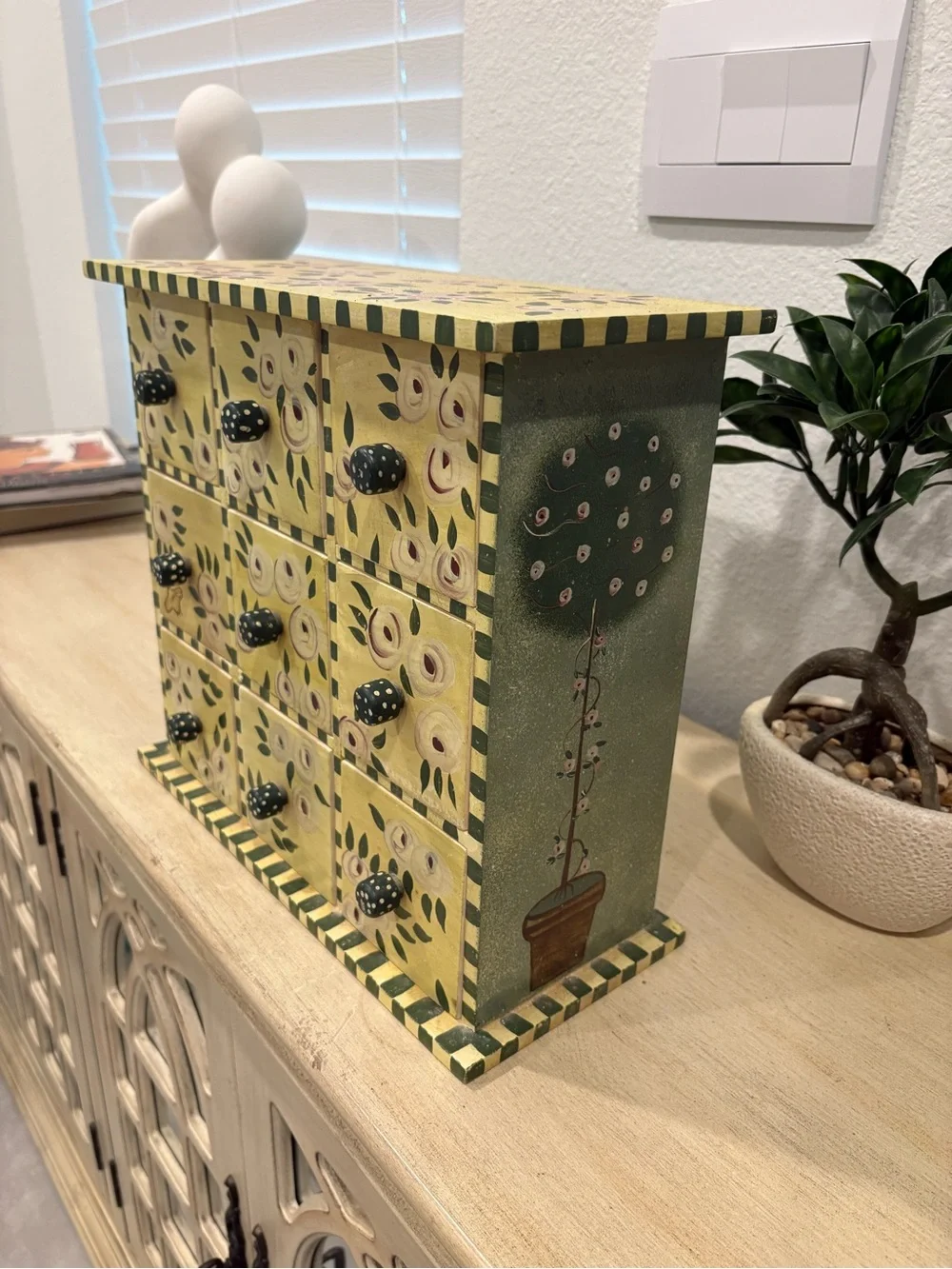 Custom Hand-Painted Floral Jewelry Drawer Organizer Box